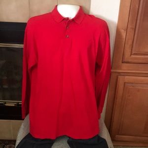 Cotton Deluxe by Anvil Red Long Sleeve Polo